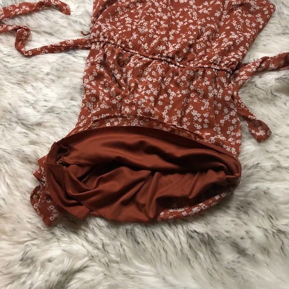 Daytrip Floral Print Sleeveless Orange & White Mini Dress Small - Picture 9 of 13